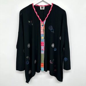 JG Mad‎ Lab Travelers Cardigan Jacket Oversize Small Boxy Artsy Statement USA